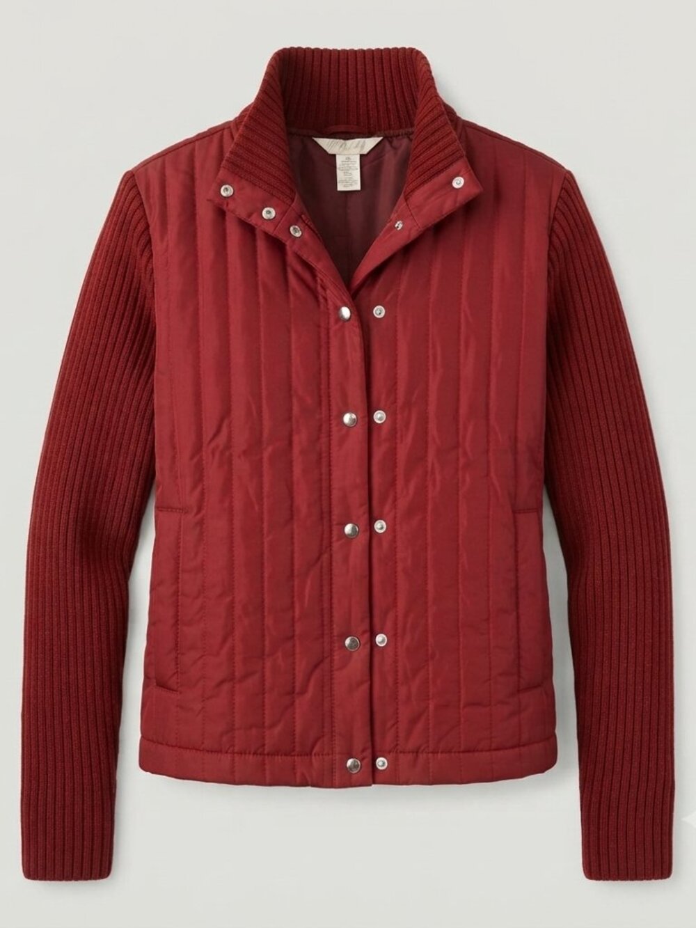 *2-4-$25* I Active Red Quilted Snap Front Jacket Knit Sleeve Medium